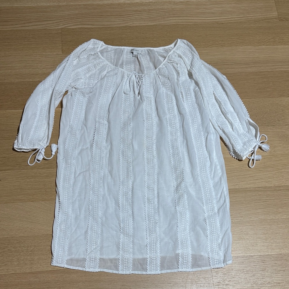 J. Crew White Blouse with Lace Detail